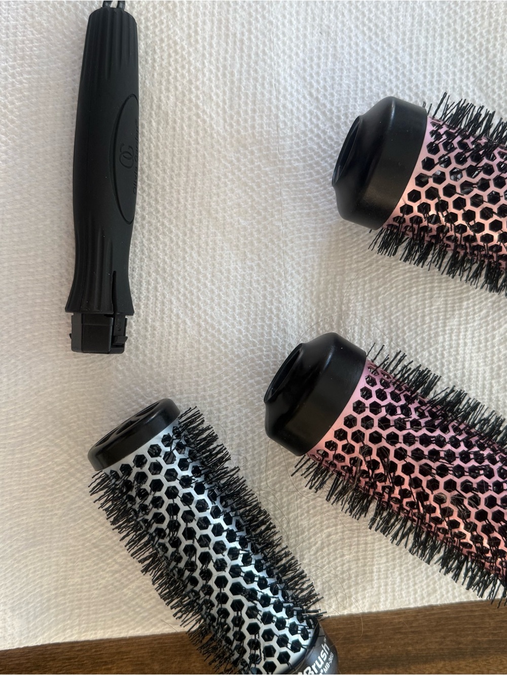 Unbranded Hot Pink & White Round Vent Brush Set for Styling